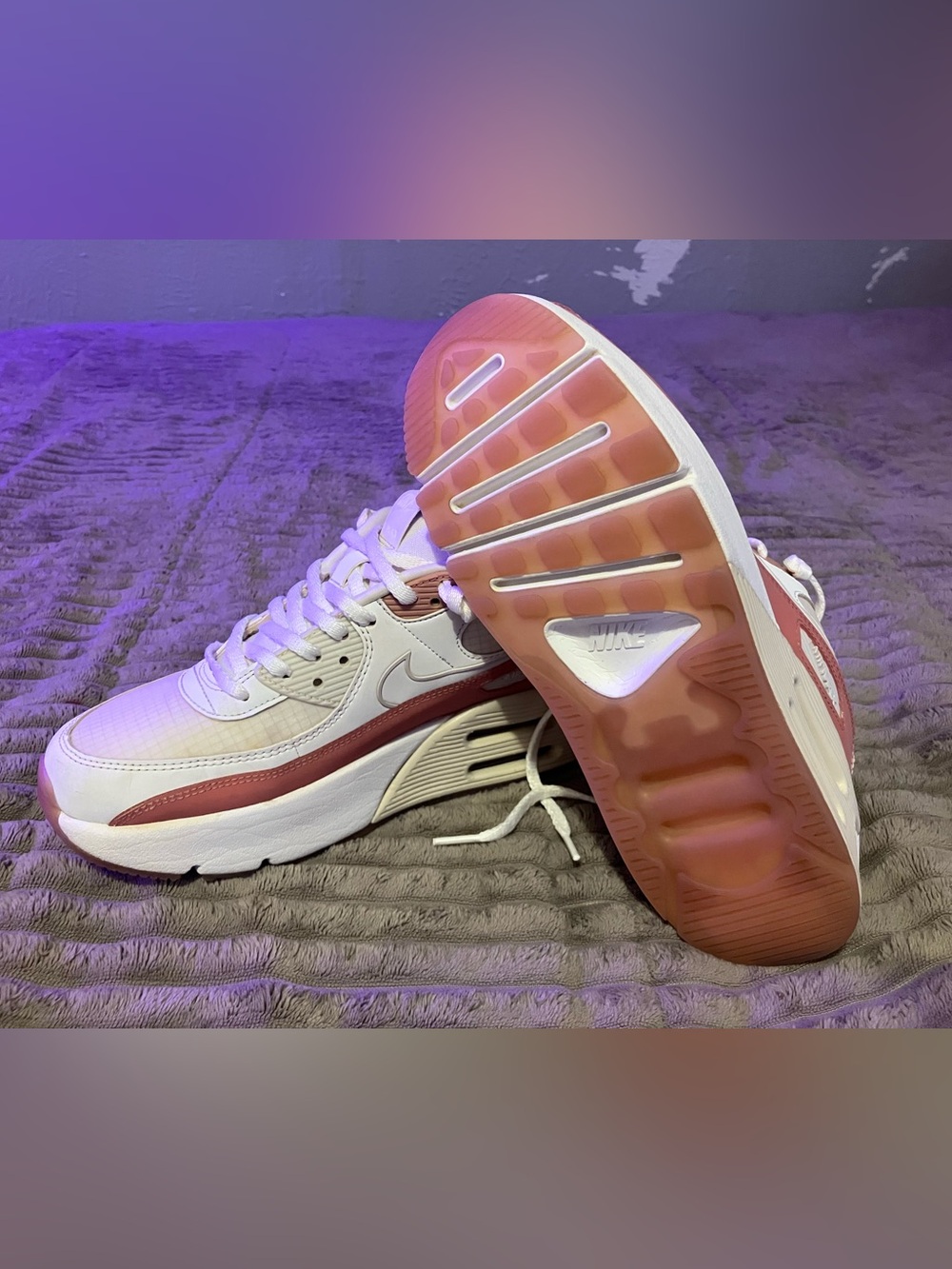 Nike Air Max 90 White Pink Sneakers Women's Sz 8 - Picture 2 of 14